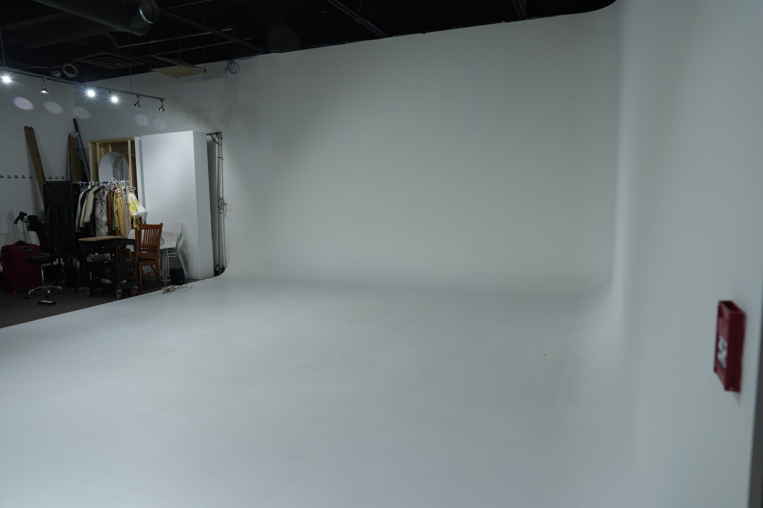 Standing on the cove floor, the back wall curving seamlessly into the side wall